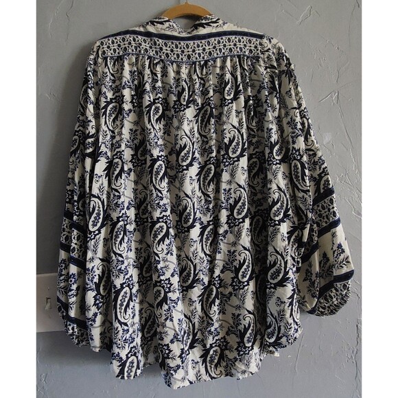 gicgio Tops Blouse Women L,button  Down, Boho-chic  Style, Paisley, Floral,tunic - Picture 5 of 10